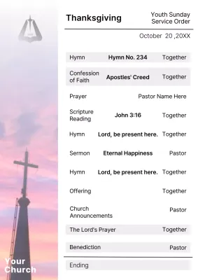 Pink Traditional Church Schedule Poster