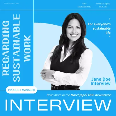 Blue Modern Sustainable Interview Newsletter Social Media Post