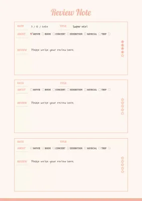 Pastel-colored learning diary review note documentation