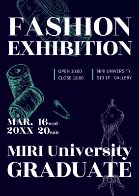 Navy Modern Fashion Exhibition Poster
