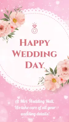 Lovely wedding promotion with pink background