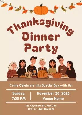 Brown Rustic Thanksgiving Invitation Poster