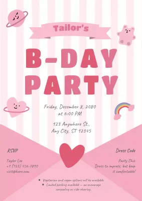 Orange Retro Birthday Invitation Poster