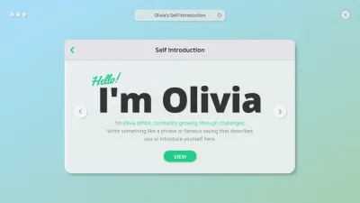 A clean self-introduction with a green GUI concept