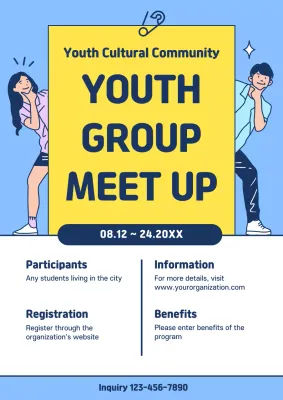 Blue Modern Youth Event Announcement Poster