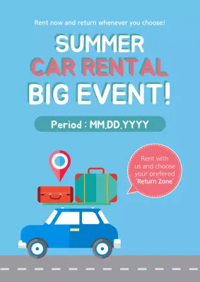 Blue Modern Car Rental Promotion Poster