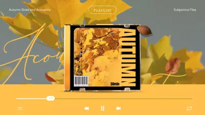 Colorful, clean concept with yellow CD case and autumn sky for fall music streaming