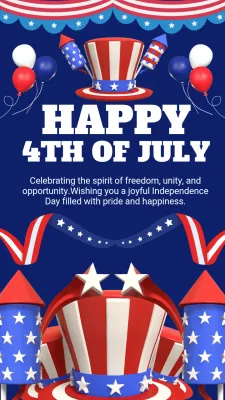 Blue and Red Illustrated 4th of July Instagram Story