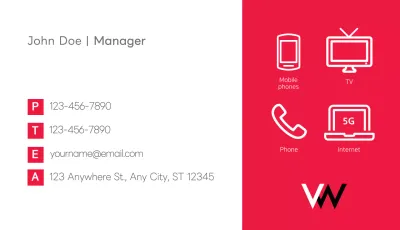 Red Modern Telecommunications Business Card