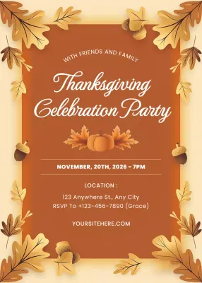Orange Traditional Thanksgiving Invitation Poster