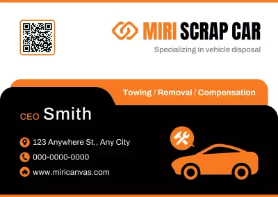 orange modern vehicle business card