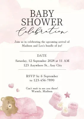 Pink Minimal Baby Invitation Poster