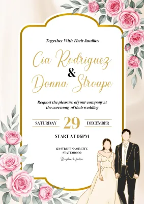 pink elegant wedding invitation