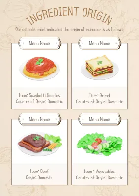 Beige Simple Food Menu Poster