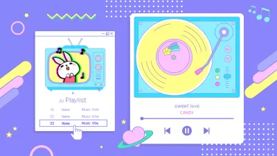 A retro streaming playlist in purple