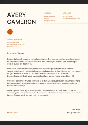 Black and Beige Professional Cover Letter Document