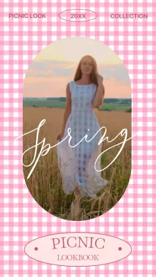 Ad for a lovely day out with a pink plaid background