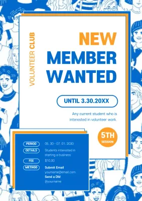 Blue Trendy Volunteer Recruitment Poster