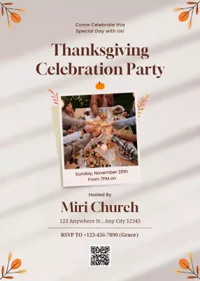 Beige Traditional Thanksgiving Invitation Poster