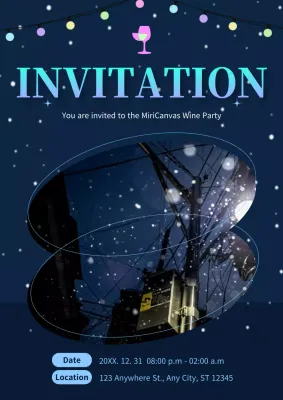 Blue Elegant Wine Invitation Poster