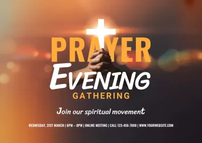 Orange Modern Prayer Invitation Poster