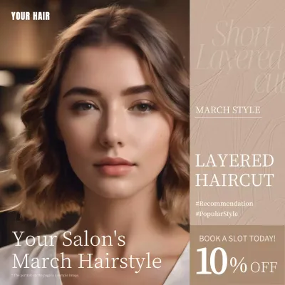 Beige Modern Hairstyle Promotion Social Media Post