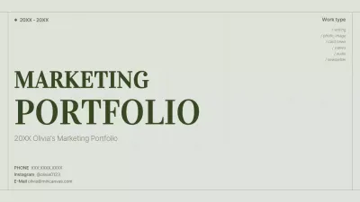 A content marketer's portfolio with a green, simple grid concept