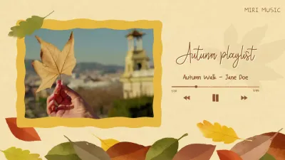 Fall concept music playlist with maple leaf illustrations on a beige background