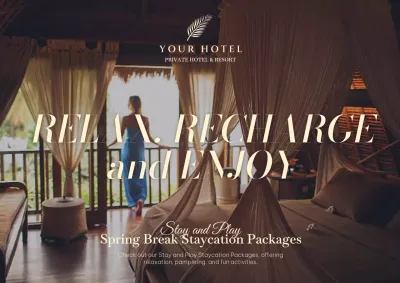Beige Elegant Staycation Promotion Poster