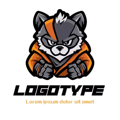 Orange Comic Raccoon Logo
