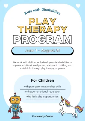 Blue Simple Therapy Program Announcement Poster