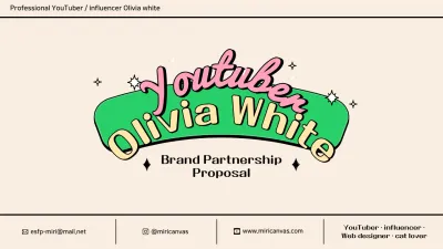 Colorful and cute information chart-style YouTuber collaboration proposal in pink, green, and pastel colors