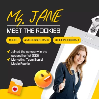 Yellow Modern Employee Announcement Social Media Post