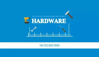 Blue Modern Hardware Promotion Business Card