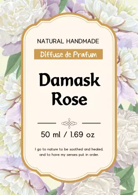 Vintage Perfume Label Design Poster in Gold and Purple