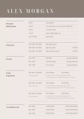 Beige Minimal Resume Document