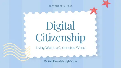 Blue Simple Digital Citizenship Guide Presentation