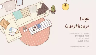Beige Minimal Guesthouse Advertisement Business Card