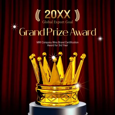 Corporate award announcement with yellow crown centered on red curtain background