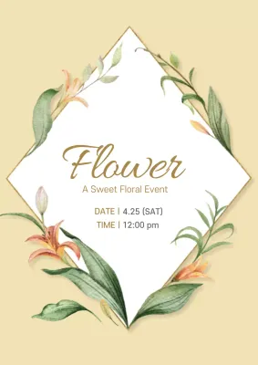 Beige Elegant Floral Event Poster
